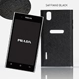 ★Saffiano Black★PRADAらしさが詰まった高級感のある本革ケース★プレミアム 本革ケース レザー,PRADA ケース　phone by LG L-02D