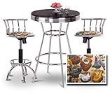 IMAGE OF Chrome Bar Table & 2 Chrome Adjustable 24