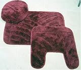 Sundance 3 Piece BurgundyPlush Bathroom Rug Set by Mohawk