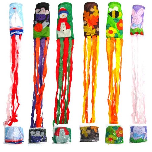 Festive 6-pack of Seasonal Decorative Windsocks