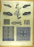 1885 LADIES FASHION DRESS CHILD SHOES LACE FRENCH PRINT
