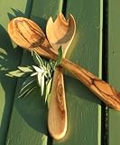 Special Promo Salad servers PRIMAVERA (oiled). Approx. 30 cm. Hand-carved from olive wood.