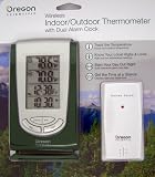 Wireless Indoor Outdoor Thermometer with Dual Alarm Clock - Green