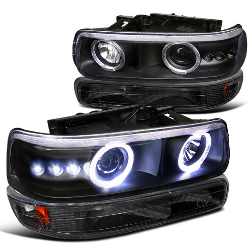 Chevy Silverado Tahoe Suburban Black Halo Led Projector headlights, bumper light