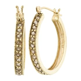 10k Yellow Gold Smokey Quartz Hoop Earrings by Amazon.com Collection