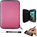 Pink Slim Hard Nylon Cube Portfolio Cover Carrying Case For Barnes & Noble NOOK COLOR eBook Reader Tablet + Includes a eBigValue (TM) Determination Hand Strap + Includes a Universal Graphic Designer Stylus Pen