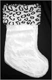 16 Luxurious White Plush Christmas Stocking With Faux Cheetah Fur Trim
