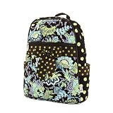Belvah Quilted Floral Paisley Backpack Purse (Lime/Brown) ~ Belvah
