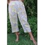Capri Pants - Anthurium Garden Women's Hawaiian Aloha Cropped Pants in Silver Sage - XS