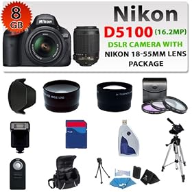 Nikon D5100 Digital SLR Camera with Nikon 18-55mm VR Lens And Nikon 55-200mm VR Lens + 3 Extra... by