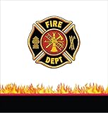 Creative Converting 725556 Border Print Plastic Table Cover, 54 by 108", Fire Watch, Black/Orange/White