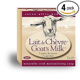 Canus Goat's Milk Bar Soap, 3-Count Boxes (Pack of 4)