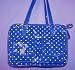 Designer Dog Carrier - Fully Enclosed Patent Vinyl Polka Dots Pet Carrier - Blue/ White