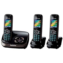 Panasonic KX-TG8523GB schnurloses Telefon mit Anrufbeantworter, drei Mobilteile schwarz