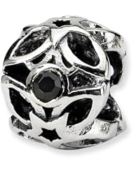 Sterling Silver Reflections Black Cz Bead
