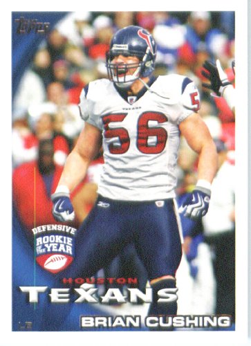 2010 Topps NFL Football Card # 206 Brian Cushing ROY - Houston Texans (Rookie of the Year) NFL Trading Card in a Protective ScrewDown Case!