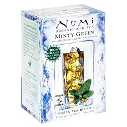 Numi Tea Minty Green, Organic Green Iced Tea, Tea Bags, 5-Count Boxes (Pack of 6)