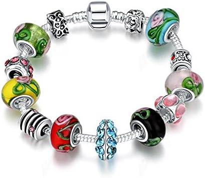 Aliliya Jewelry Signature Pave Clasp Authentic DIY Pandora Exquisite High-End Crystal Bracelet - Wild Love Retro Personality Carved (colorful, 20CM)