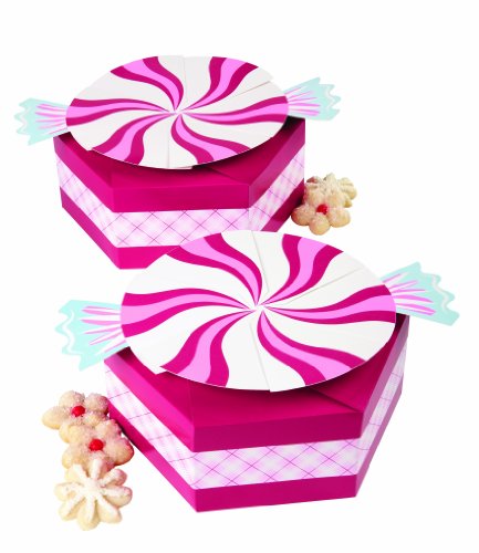 Wilton 415-1904 Gingerbread Cottage Peppermint Shaped Box, 3-Count