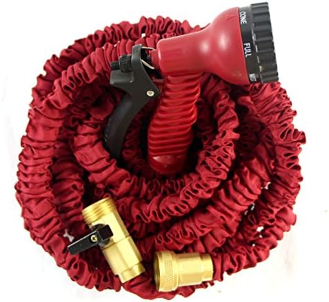 Red Garden Hose Flexible 3 4 Inch Kink Free Expandable Hose 50Ft 2016 With Brass Fittings &amp; Spray Gun For Pressure Washer