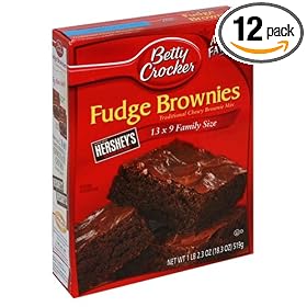 Betty Crocker Fudge Brownies, Family Size, 18.3-Ounce Boxes (Pack of 12)