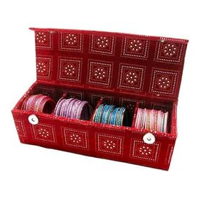 Click here to buy Beachcombers! Red Indian Glass Bangle Travel Holder Jewelry Bracelet Storage Case Organizer Box by Beachcombers!.