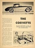 1956 Ad Chevy Corvette V8 225 HP C1 Convertible Cockpit - First Print Ad