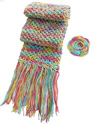 Handmade Cotton Scarf - My Favorite Bright Colors (Girls/Teens 100% Knitted B...