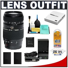 Tamron AF 70-300mm F/4-5.6 Di LD Macro Lens + 2 EN-EL9 Batteries with Charger + Accessory Kit for Nikon D5000, D40, D40x & D60 Digital SLR Cameras