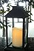 Decorative Black Lantern - LED Flickering Flameless Pillar Candle with 5 Hour Timer Included - Indoor/Outdoor Lantern - 13