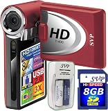 SVP T400-Red 1280x720p True HD Camcorder with 2.4 LCD (SVP 8GB SDHC Memory Card & AA Rechargeable Set Included)