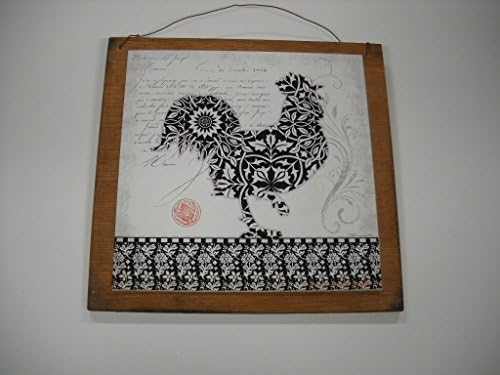 Black and White Country Rooster Wooden Kitchen Wall Art Sign Farm French Decor