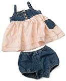Floral Print Jumper/Panty - Denim/Pink: 18 - 24 Months