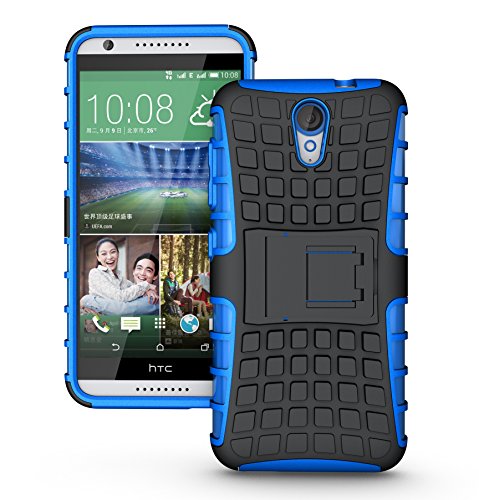 HTC Desire 620 Case Cover Accessories - Tough Rugged Dual Layer Protective Case with Kickstand for HTC Desire 620 - Blue