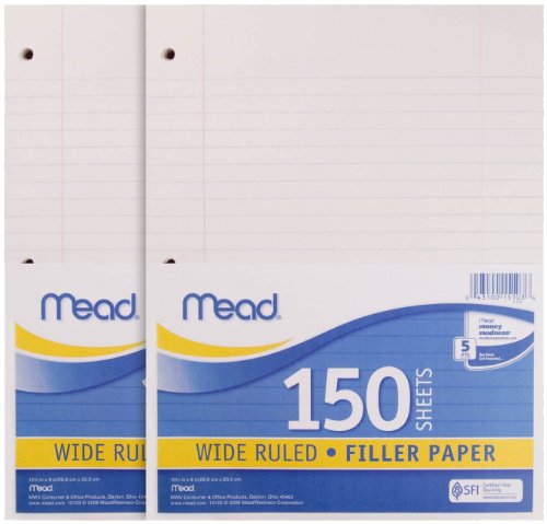 Mead Filler Paper, 150-Count, Wide Rule (15103)