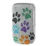New Blackberry 8520/8530/9300 Cuve Full Diamond Rhinestone Multi Dog Paws P ....