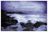 Lighthouse At Dusk by Anonymous. Art Print Poster FRAME IT.. 56 inches width by 38 inches height. Highest Quality Art Poster Print