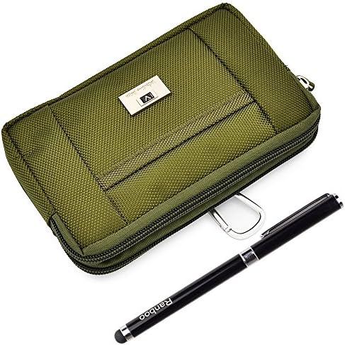 Ranboo Universal Multifunctional Belt Waist Bag /Nylon Hook Cellphone Pouch Case with Belt Clip / Zipper Dual Pockets Money Purse for Iphone 6 plus,Samsung Galaxy Note 4, Iphone 6 ,Note 3,Note Edge,Samsung S5 ,S4,iphone 5s,Nokia Lumia 1520 1020 920 930 830 520,Sony Xperia Z3 Z2, LG G3,G2 +2 in 1 screenTouch Stylus Pen (Army green)