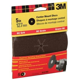 3M 9151DC-NA 5-Inch Medium Grit Center Mount Sanding Disc by 3M