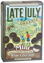 Late July Organic Mini White Chocolate Sandwich Cookies, 5-Ounce Boxes (Pack of 6)