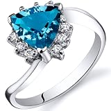 Trillion Cut 1.25 carats Swiss Blue Topaz Bypass Ring in Sterling Silver Rhodium Finish Available in Sizes 5 thru 9