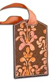 Travel Accessories Brown Abstract Fabric Bag Tag with Vinyl Pocket, Id Card, and Snap Closure