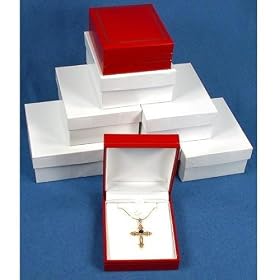 6 Leather Pendant Earring Gift Boxes Red Display Box