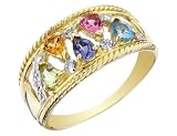 Multi-Gemstone and Diamond Ring in 14K Yellow Gold