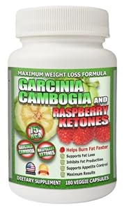 Garcinia Cambogia NO CALCIUM with Raspberry Ketones & Potassium for MAXIMUM ABSORPTION & WEIGHT-LOSS - 75% HCA - 5700mg/day