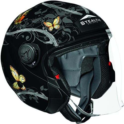 Stealth Phantom Convertible Helmet with Butterfly Graphic (Flat Black, Large)