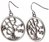 Rain Collection Tree of Life Dangle Earrings - Silver or Gold Finish