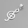 Sterling Silver Treble Clef Pendant - Height: 32mm