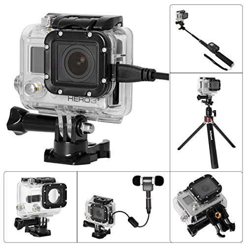 Fantaseal 8-in-1 Open Side Skeleton Protective Housing Case Gopro Kit w/ 2-in-1 Buckle Clip+Wrench+Lens Cap+Waterproof Lens+Wrench+Lens Cloth+Safety Rubber for Gopro Hero3 / Hero3+/ Hero4