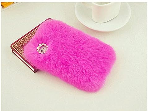 ACC5Star(TM) Extreme Deluxe Bling 3D Diamond Crystal Chain Tiny Bow Bowknot Winter Soft Warm Fur Case Cover Skin for Samsung Galaxy S4 i9500 + High Quality Random Color Stylus + 10*15 Cm Green Soft Clean Cloth with Logo - RoseRed
